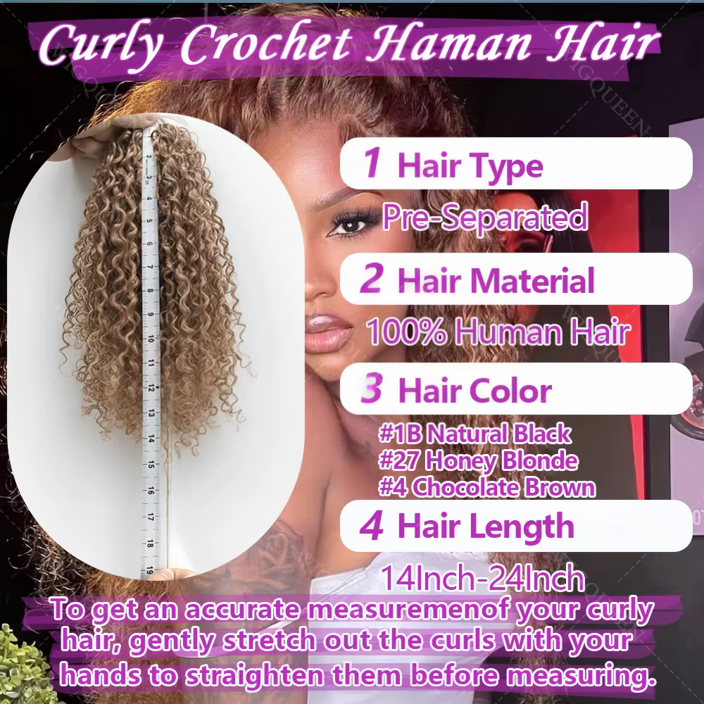 Extensions de cheveux humains en crochet à plumes blondes, sans nœuds, vague profonde lâche, légères