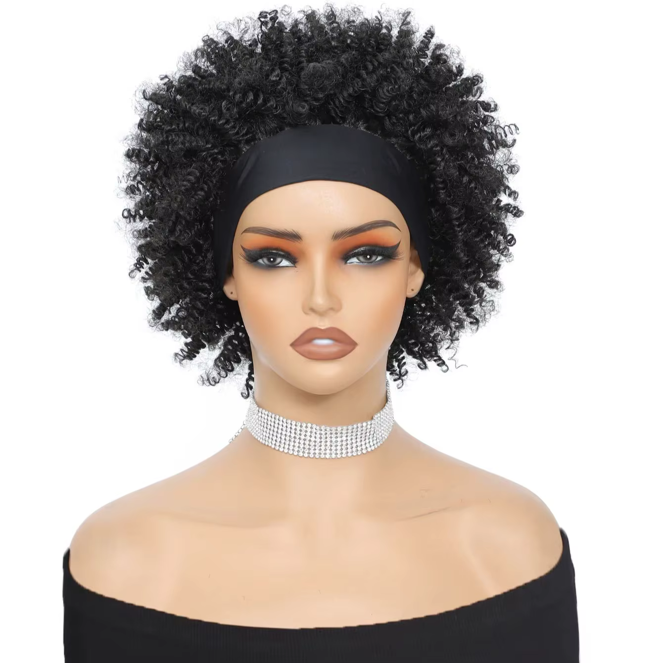 Perruque Synthétique Afro Bouclée et Torsadée, Noire Ombrée, Courte, pour Femme Africaine et América