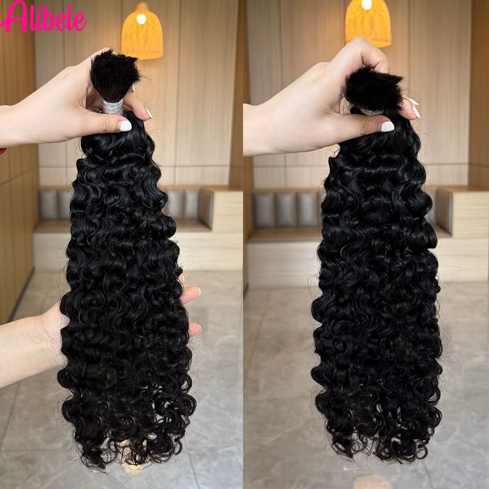 Alibele cheveux Boho tresses cheveux humains birmans bouclés cheveux en vrac 12A Grade réel tressage