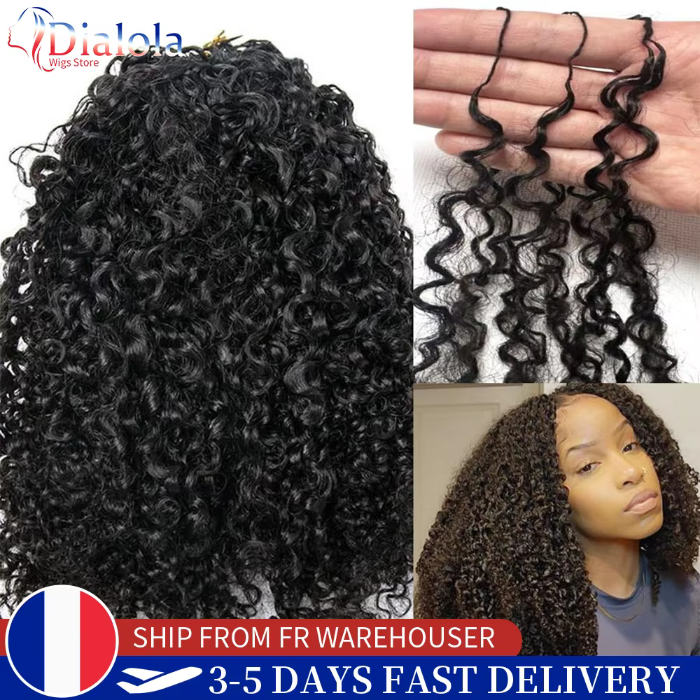 Extensions de cheveux humains au crochet Dialola Invisible Curly, boucles profondes Pixie, cheveux a