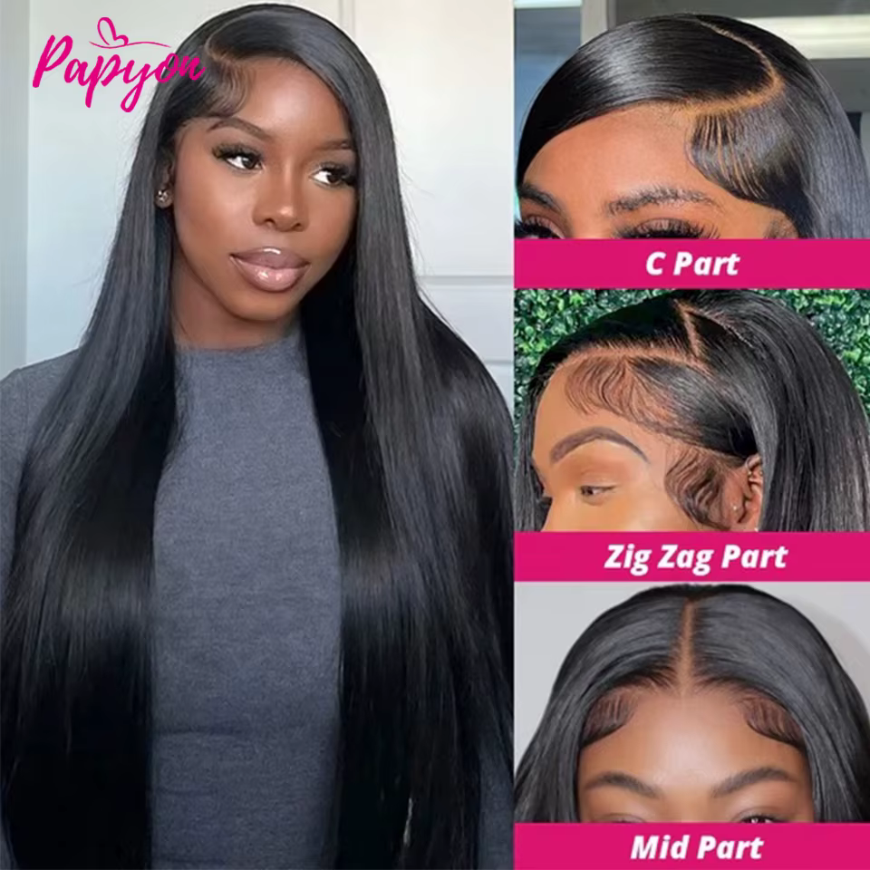 38 40 42Inch Straight Human Hair Bundles with 13x6 Frontal Tissage Humains Lisse Lot Avec 13X4 Closu