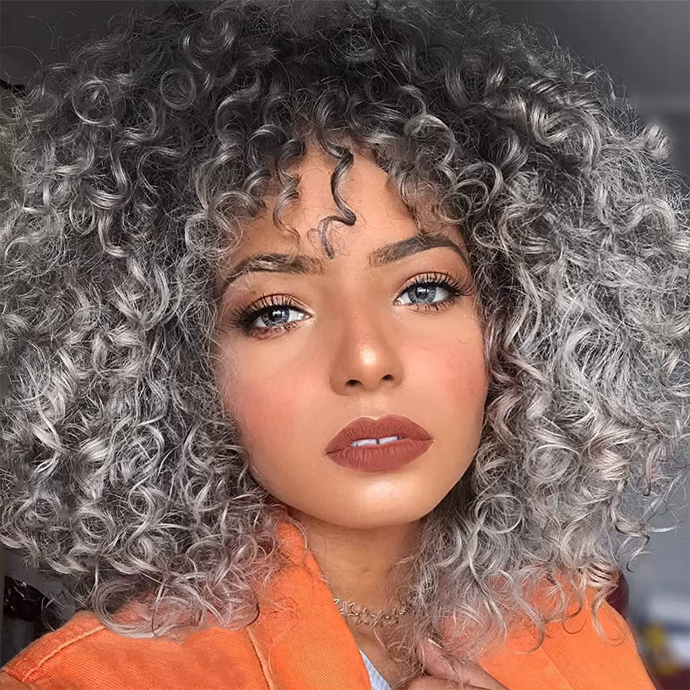 Perruques bouclées blondes pour femmes perruques courtes Afro crépues bouclées avec frange perruque