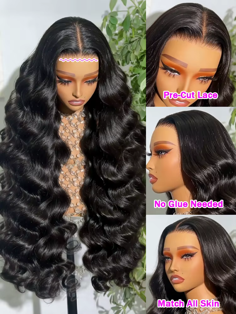 Perruques en cheveux humains ondulés, prêtes à porter sans colle, avec closure en dentelle HD 5x5 et