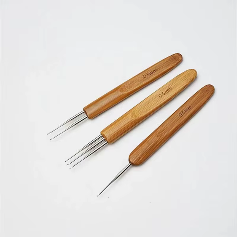 1 pièce 0.5mm/0.75mm Dreadlock Crochet bois Crochet aiguilles cheveux Dreadlocks outil pour tresse a