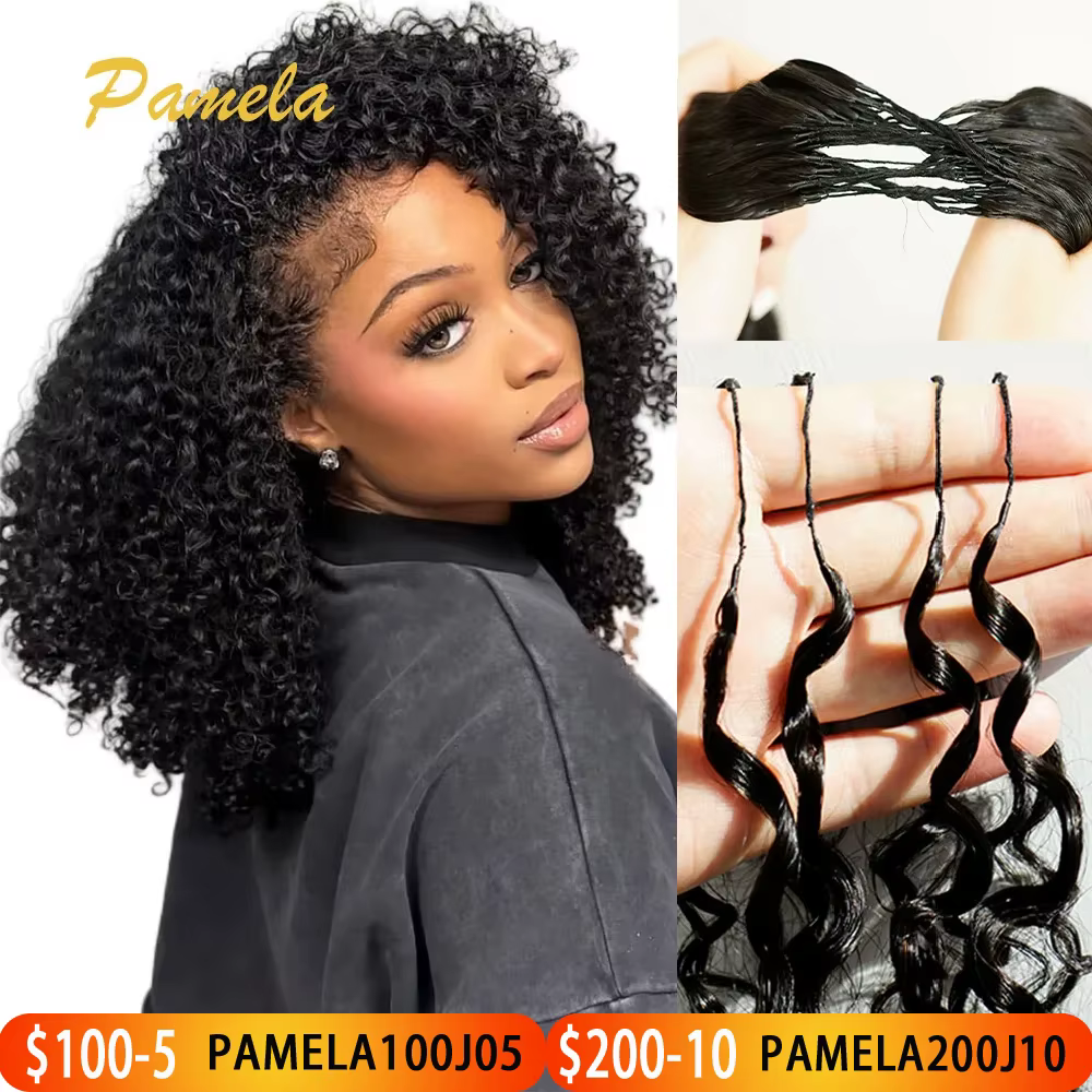 Extensions de cheveux humains au Crochet pré-séparés sans nœuds Extensions de cheveux en plumes bouc