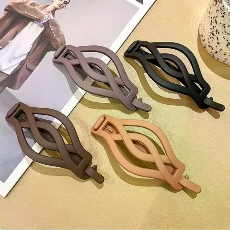 Pinces à cheveux rondes plates françaises vintage torsadées antidérapantes, 4 pièces, pour cheveux é