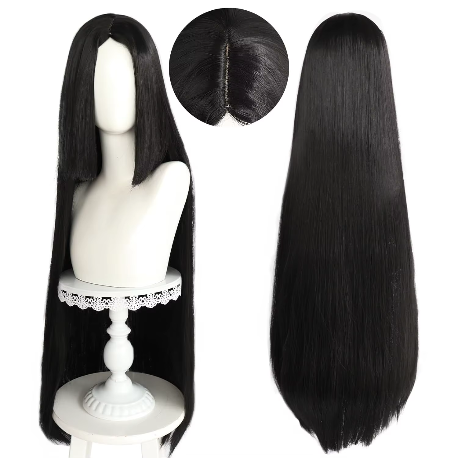 Boa Hancock-Perruque Synthétique Longue Noire Lisse pour Femme, Tenue de Cosplay d'Halloween