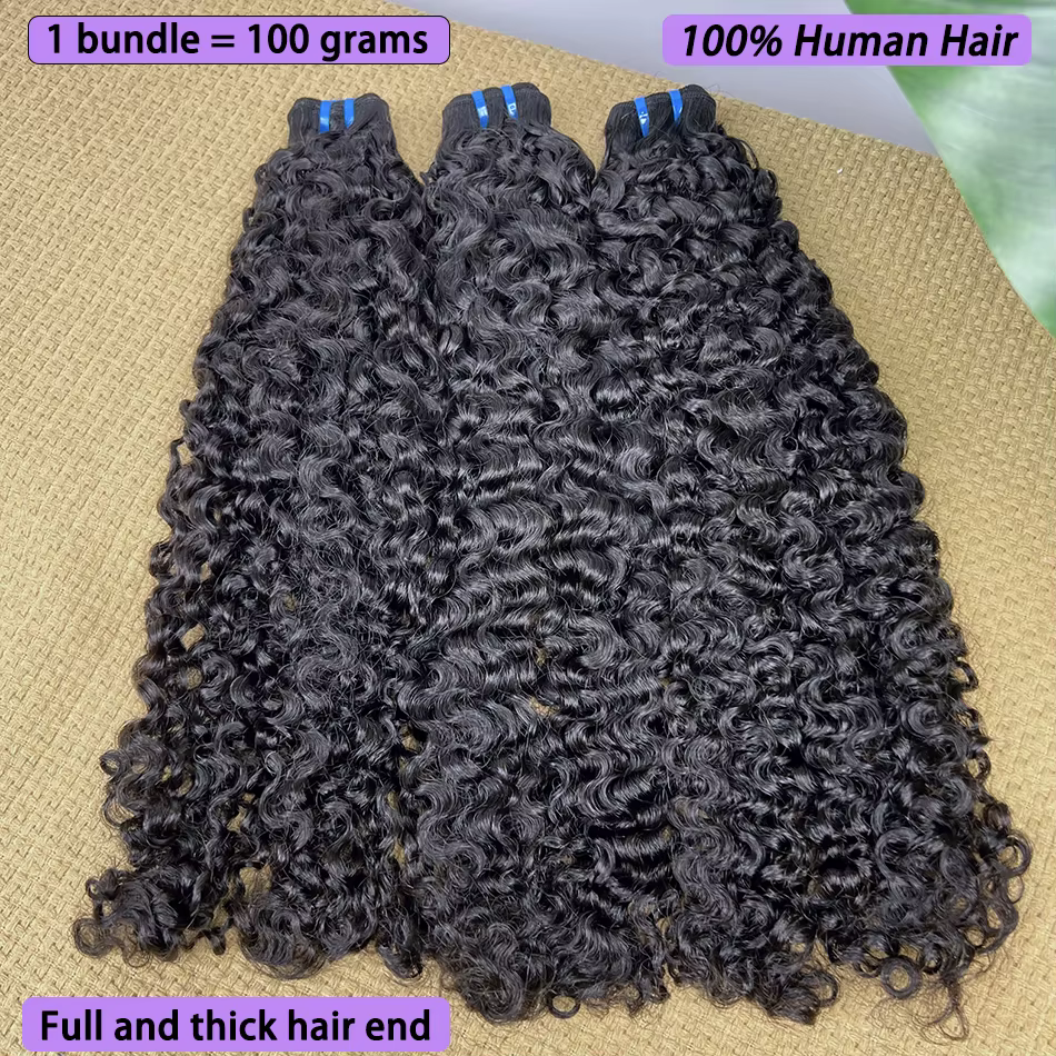 Mèches de cheveux bouclés birmans 18A, couleur naturelle # Extensions de tissage bouclées rebondissa