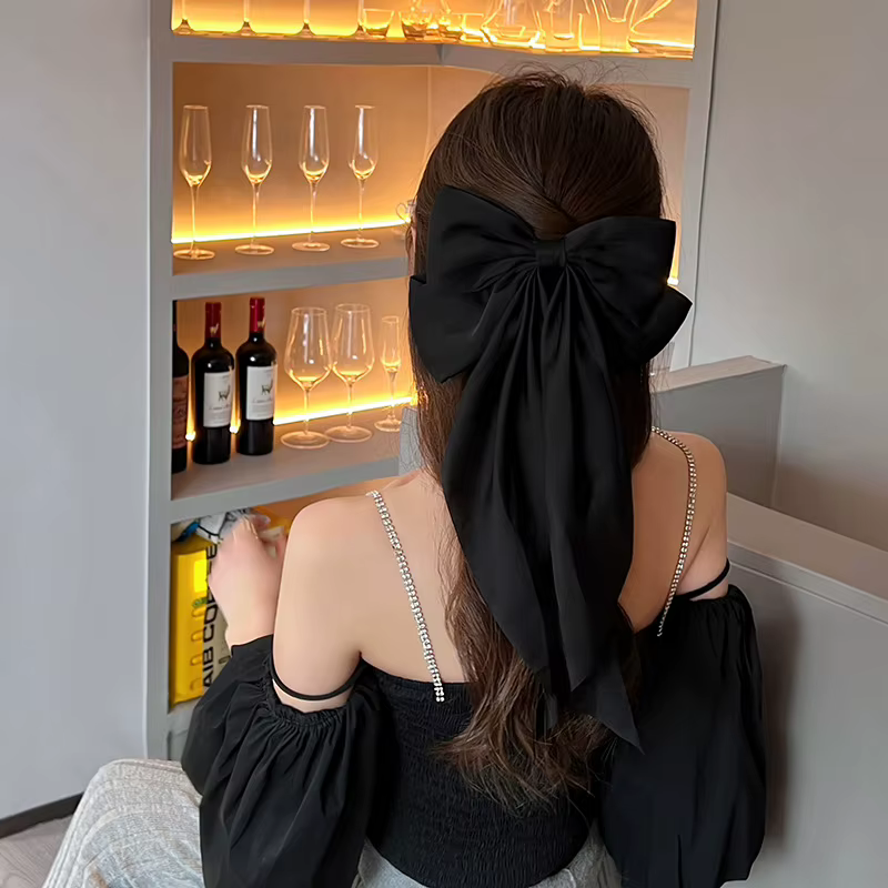 Pince à Cheveux Élégante en Satin de Couleur Unie pour Fille, Ruban à la Mode, Simple, Épingle à Res