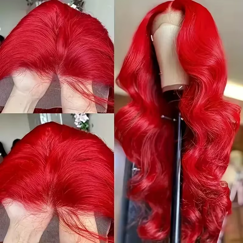 30 40 pouces rouge chaud 13x6 Hd dentelle frontale perruques perruque de cheveux humains brésilien r