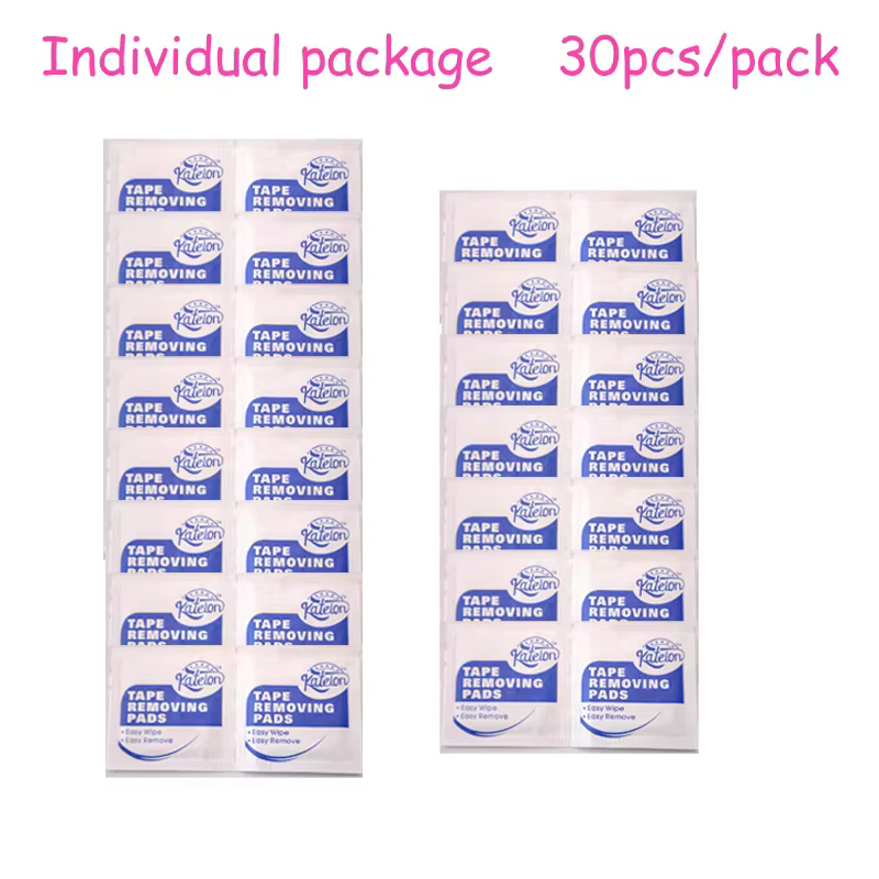 Lingettes dissolvantes adhésives pour toupet et perruque, tampons dissolvants pour ruban adhésif, ex