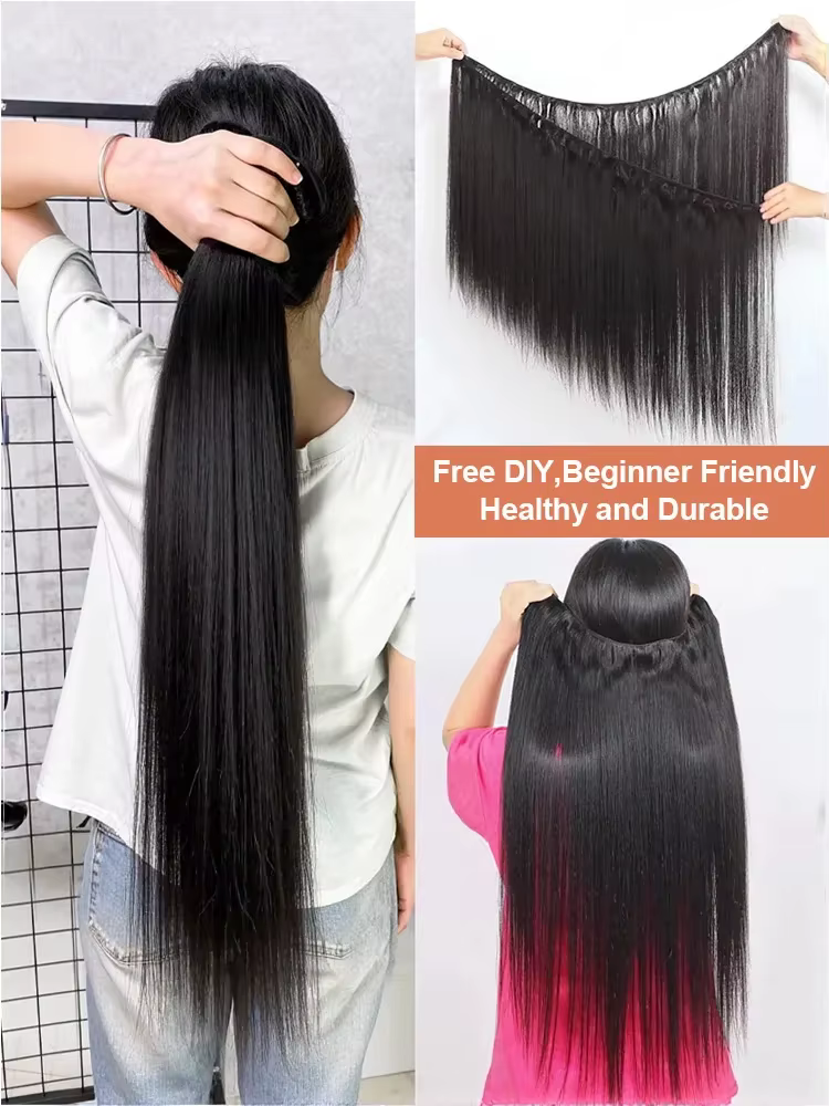 Extensions de cheveux humains raides brésiliens Remy non traités, naturels noirs, pour femmes, 26, 2