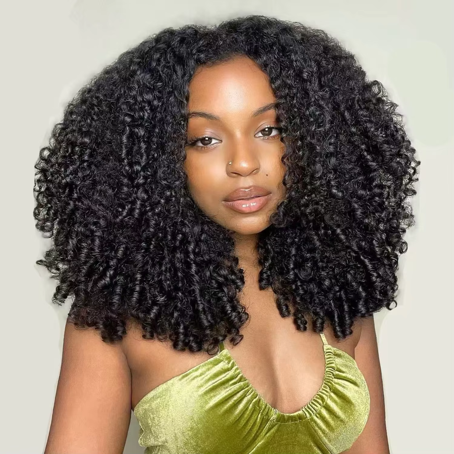 Perruques en cheveux humains sans colle, densité 250%, bouclées birmanes, avec bandeau, version amél