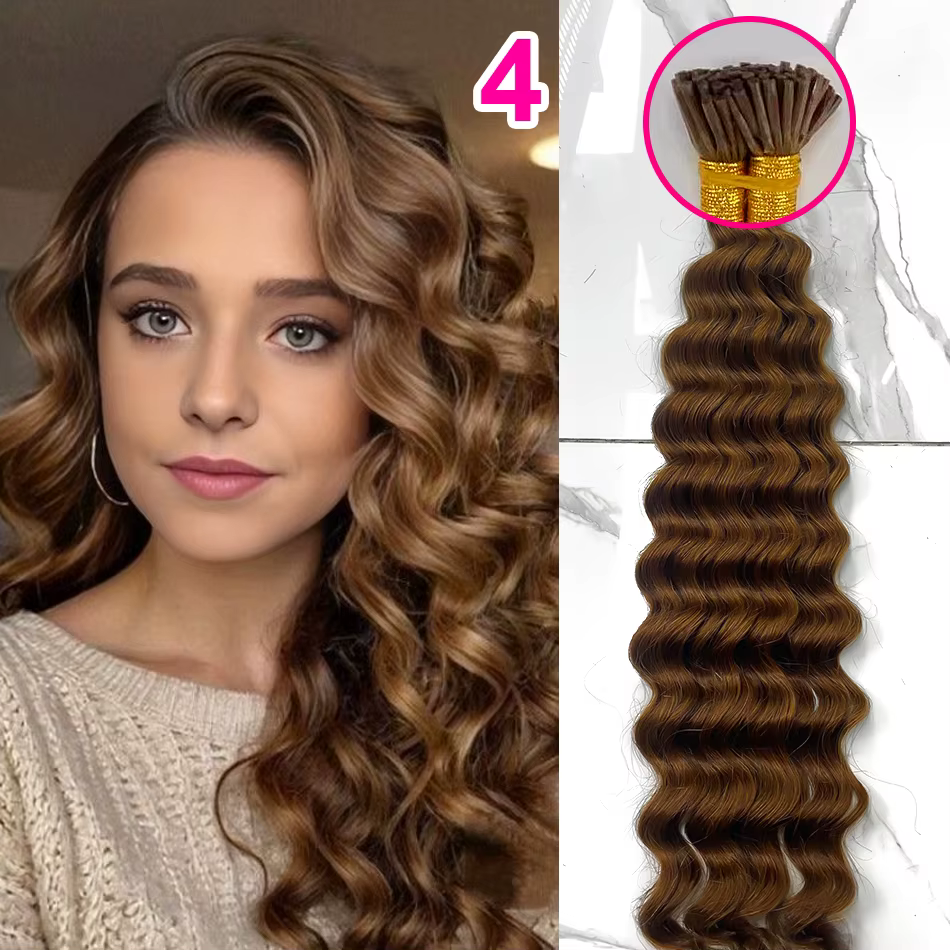 Extensions de cheveux à pointes I Deep Wave, 100% cheveux humains, extensions bouclées à pointes I, 