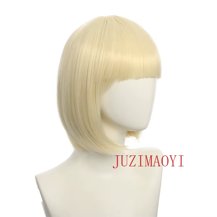 Perruque synthétique Bob courte d'halloween pour femmes, avec frange, Blonde ombrée rose, Cosplay Lo