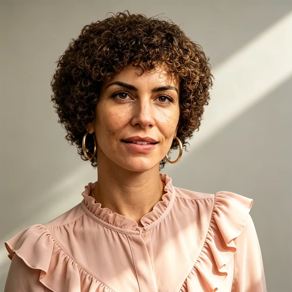 Perruque courte bouclée afro brune naturelle 100% cheveux humains 4A, perruque pixie bouclée crépue 