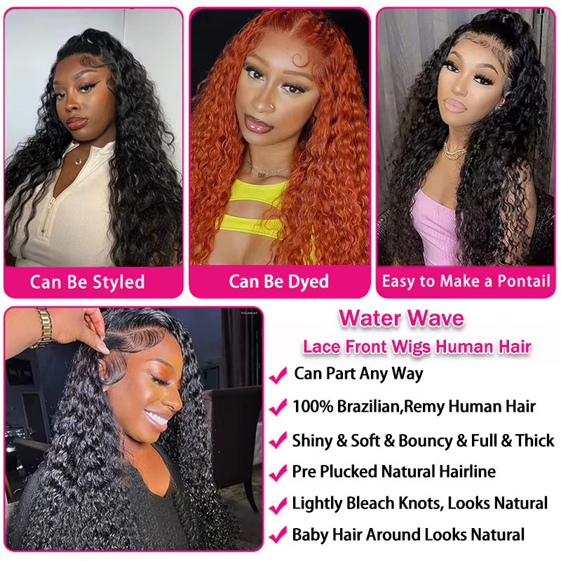 Perruque Lace Front Wig ondulée naturelle, cheveux bouclés, 13x6, pre-plucked, avec baby hair, pour