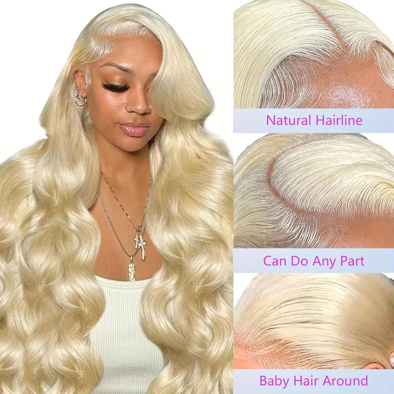 Perruques de cheveux humains blondes 613, ondulées, avec dentelle transparente HD 13x4 13x6, densité