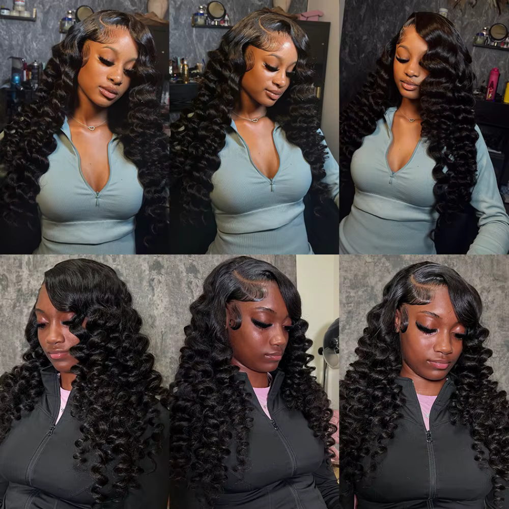 Perruques Lace Front 13x6 en Cheveux Humains Ondulés Profonds, 42 Pouces, Bouclées Effet Mouillé, HD