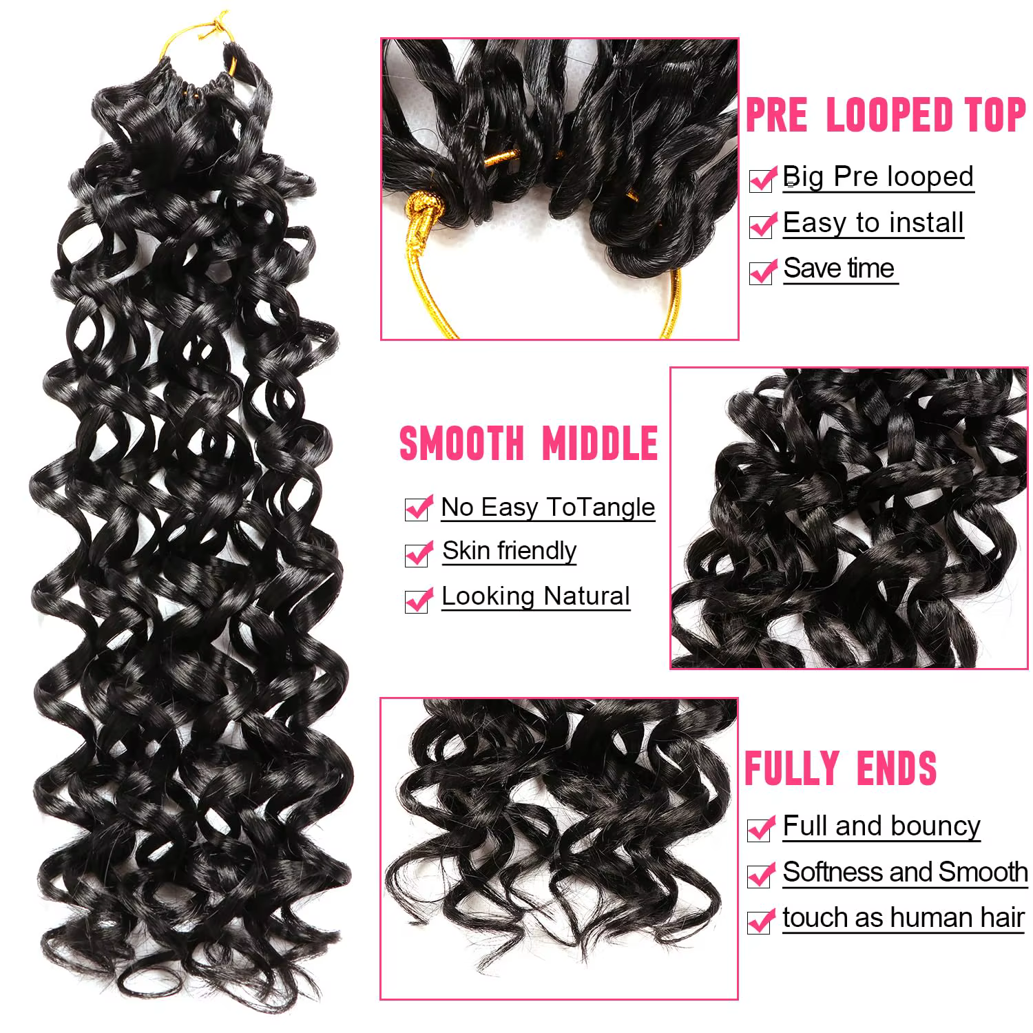 GoGo Curl Crochet cheveux pour femmes noires courte plage Curl bohème Crochet tresses naturel noir v