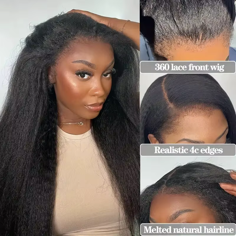 Perruque Lafino à sangle invisible HD 360 Lace Front, cheveux humains raides crépus, densité 250, pr