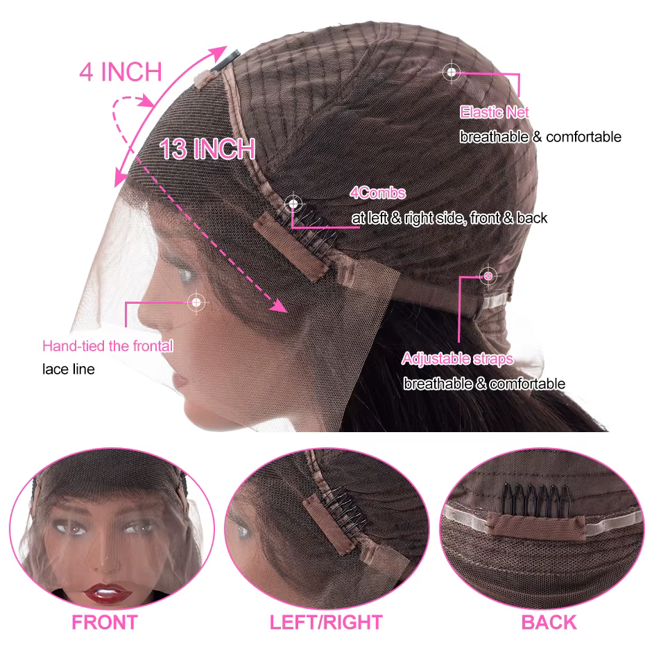 ISEE-Perruque péruvienne sans colle pour femme, vague de corps, pré Wiltshire, nœuds achis, dentelle