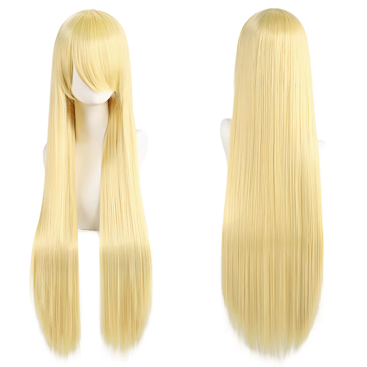 Perruques de Cosplay synthétiques blanches violettes de 80cm de Long, cheveux verts lisses argentés,