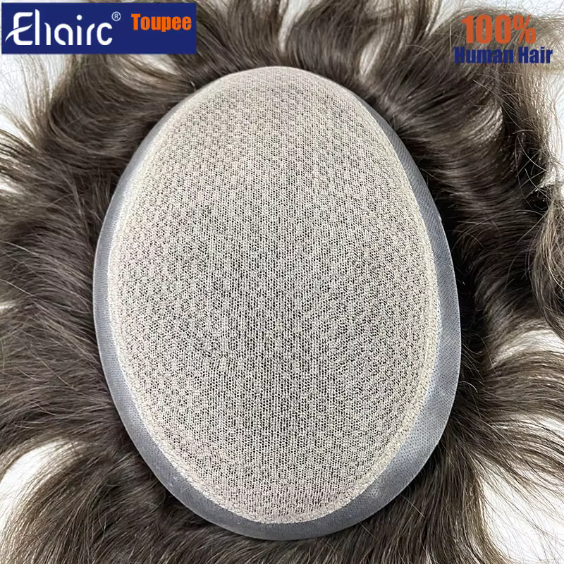 Australie Double couches hommes perruque respirant mâle cheveux prothèse dentelle PU cheveux, homme