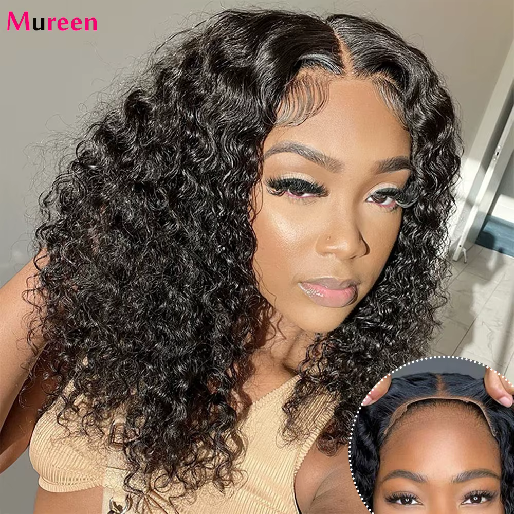 Perruques Mureen Deep Wave Bob, prêtes à porter, sans colle, 100% cheveux humains pour femmes, prête