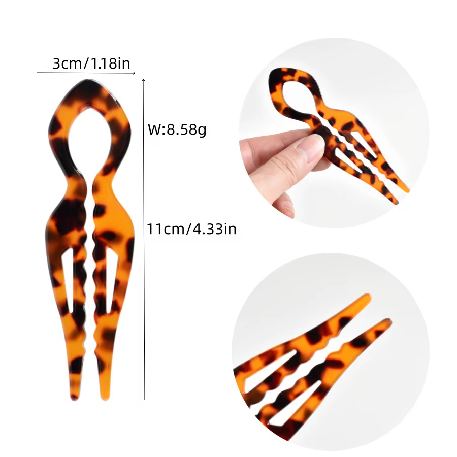Épingle à cheveux en forme de U en forme de queue de poisson en acrylique, épingle à cheveux torsadé