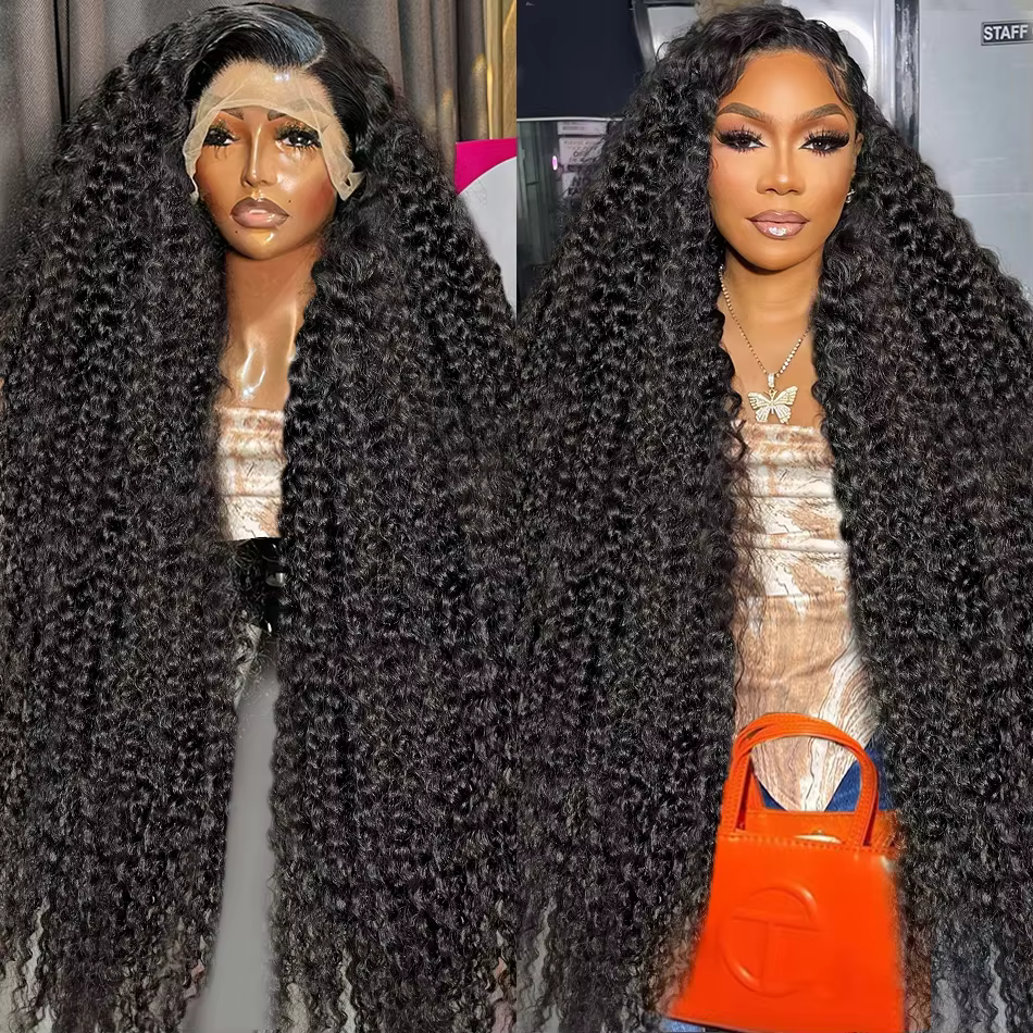 Perruque Lace Front Wig Remy Deep Wave 220% Naturelle, Cheveux Humains, 13x4, 13x6, 50-52 Pouces, 36