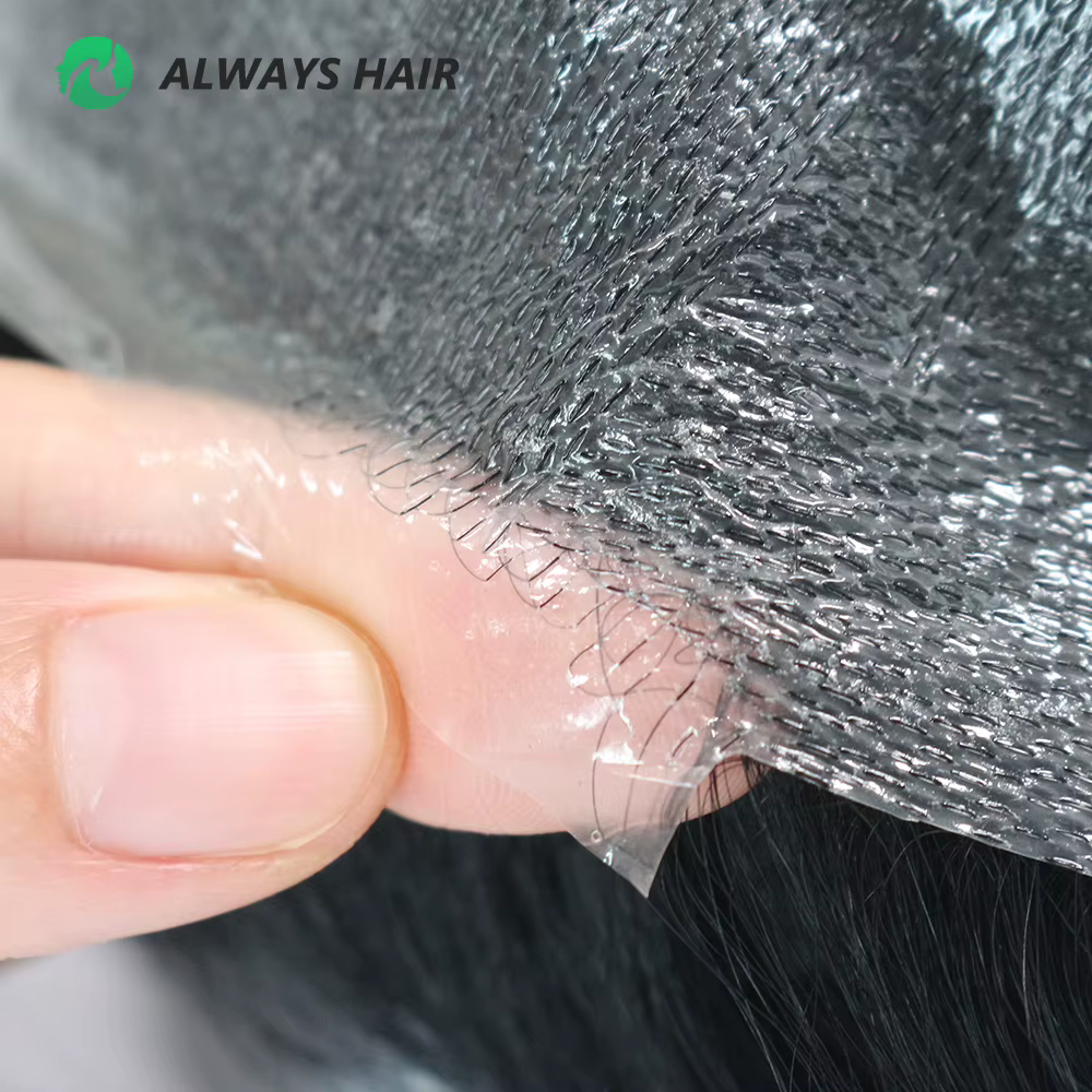 Unité de système de cheveux invisibles pour hommes, toupet à Base Super fine de 0.03 à.04mm, cheveux