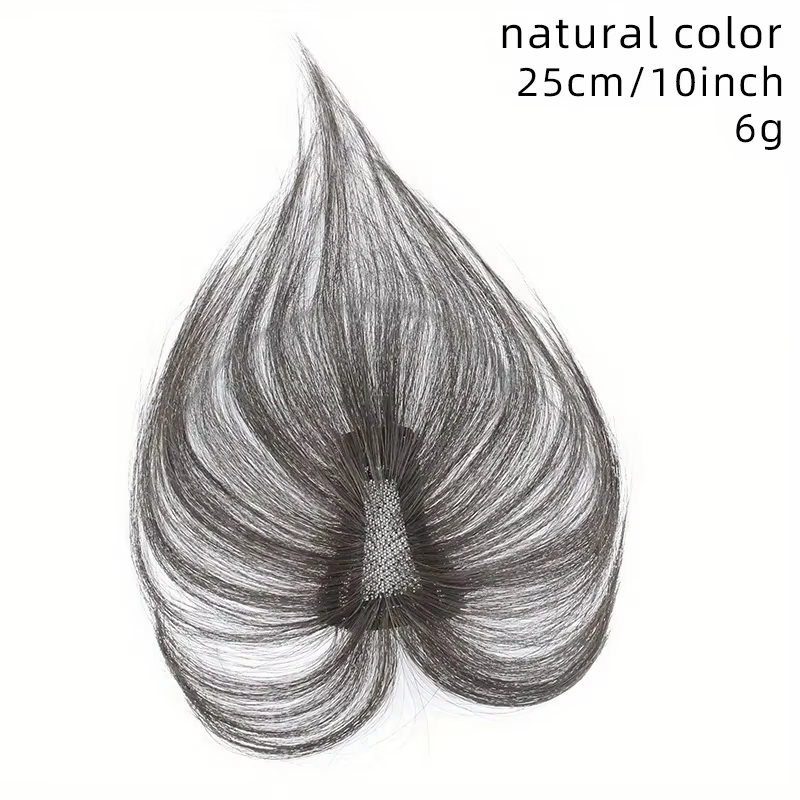Postiche tissée à la main pour femmes, haut de la tête, couvrant volumineux, cheveux gris, vrais che