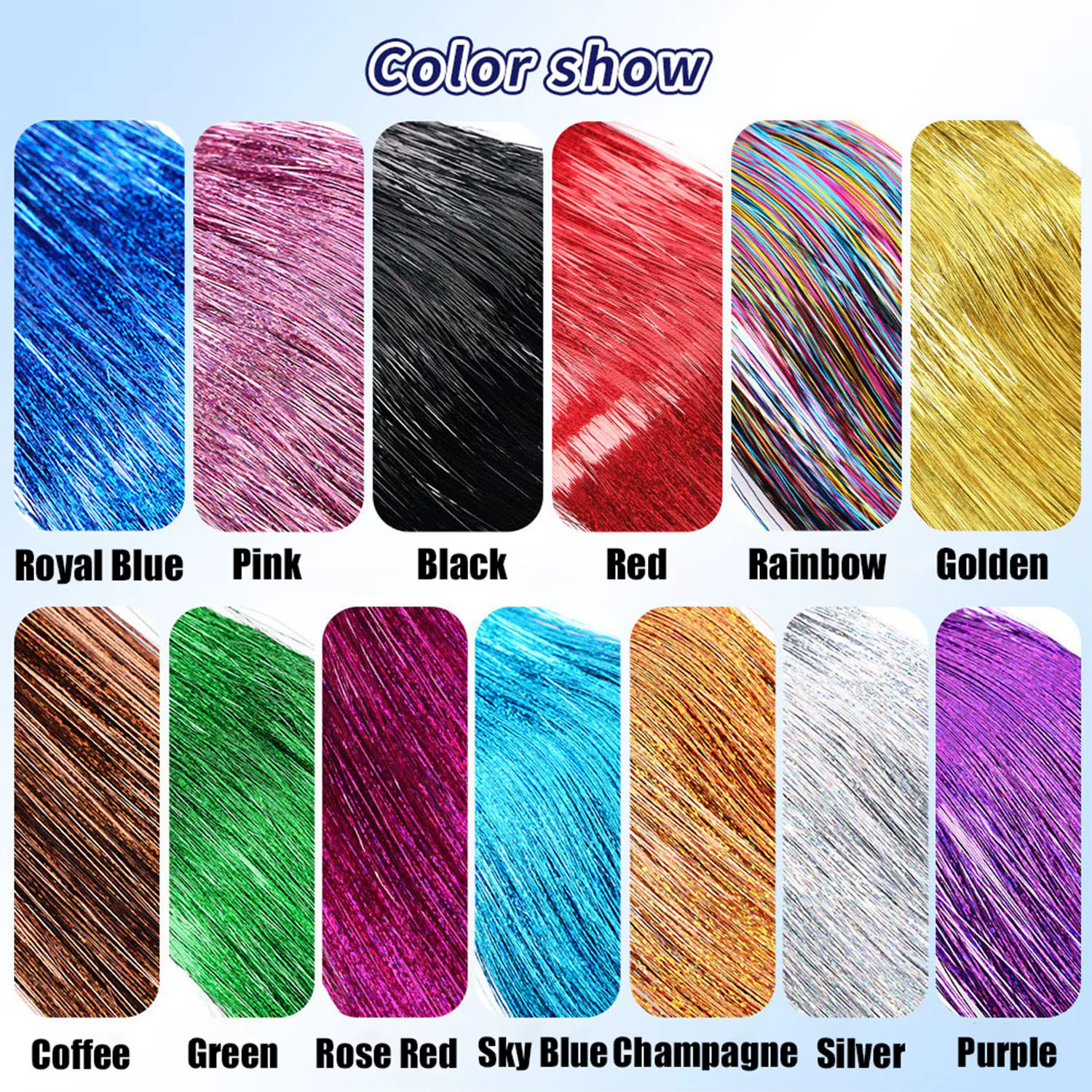 Extensions capillaires synthétiques I Tip Tinsel, 50 pièces, postiches féeriques à paillettes, acces