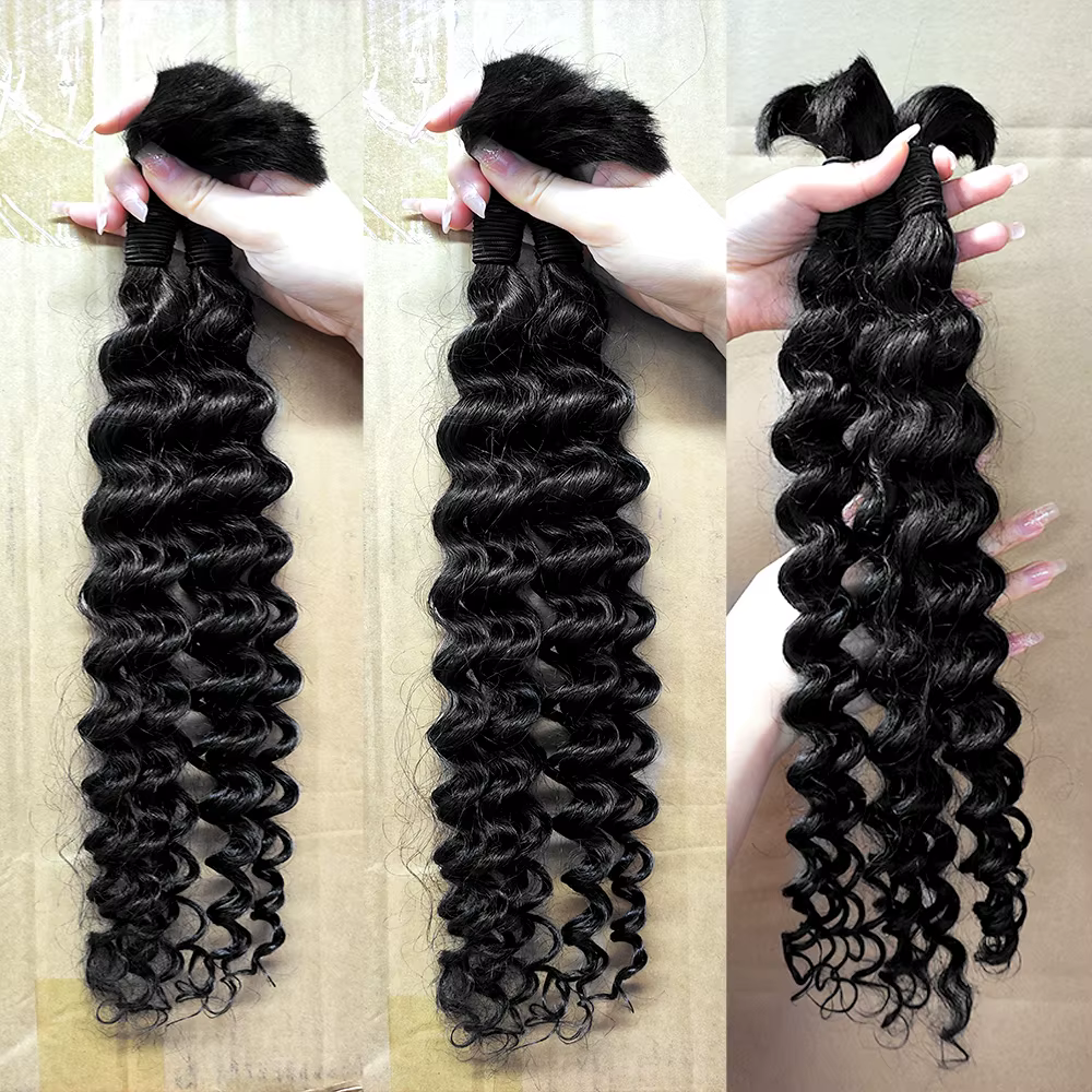Tressage en vrac cheveux 100% cheveux humains vague profonde sans trame cheveux humains paquets Micr
