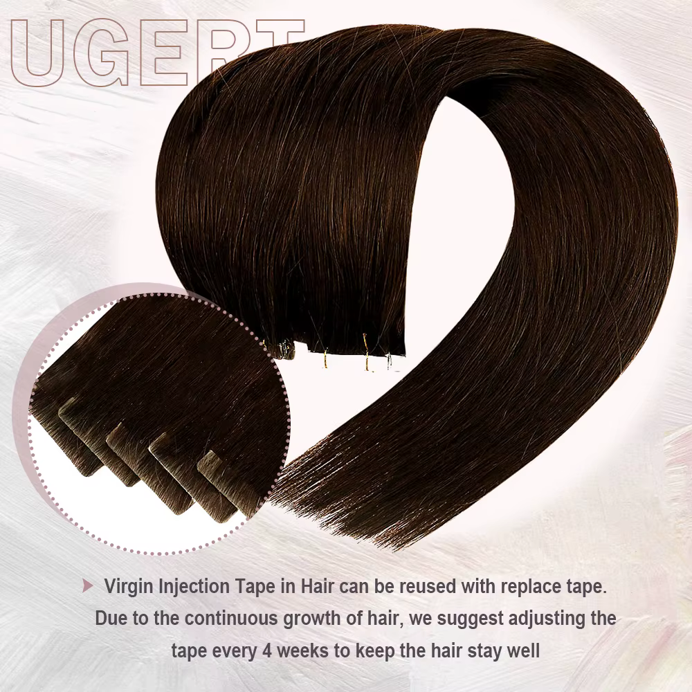 [12 mois] Ugeat ruban Invisible dans les Extensions de cheveux humains 10A Grade sans couture peau t