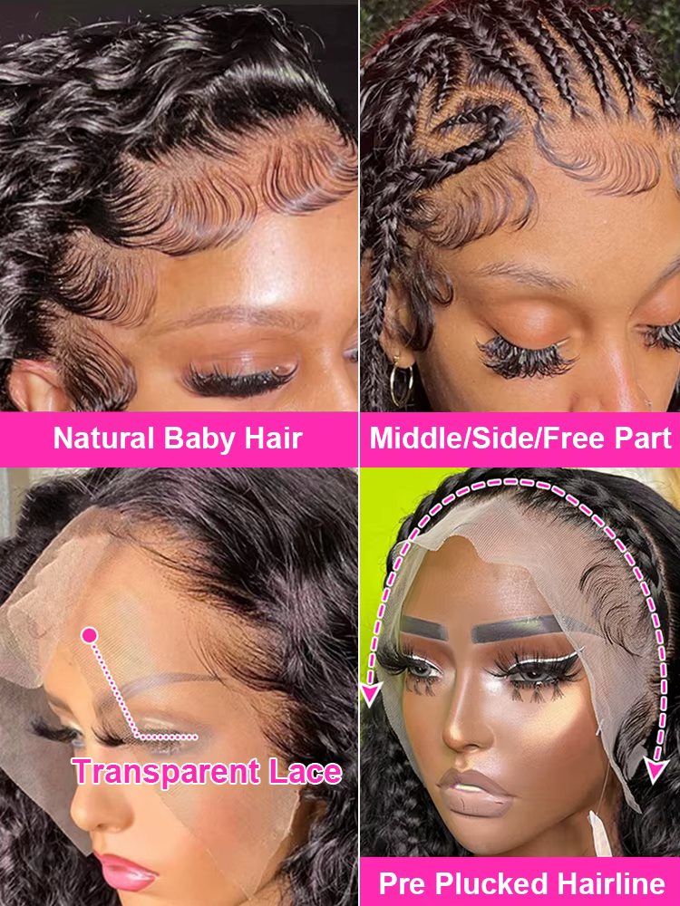Perruques Lace Front HD transparentes 13x4 13x6 360 de 30 à 40 pouces, perruque frontale en dentelle