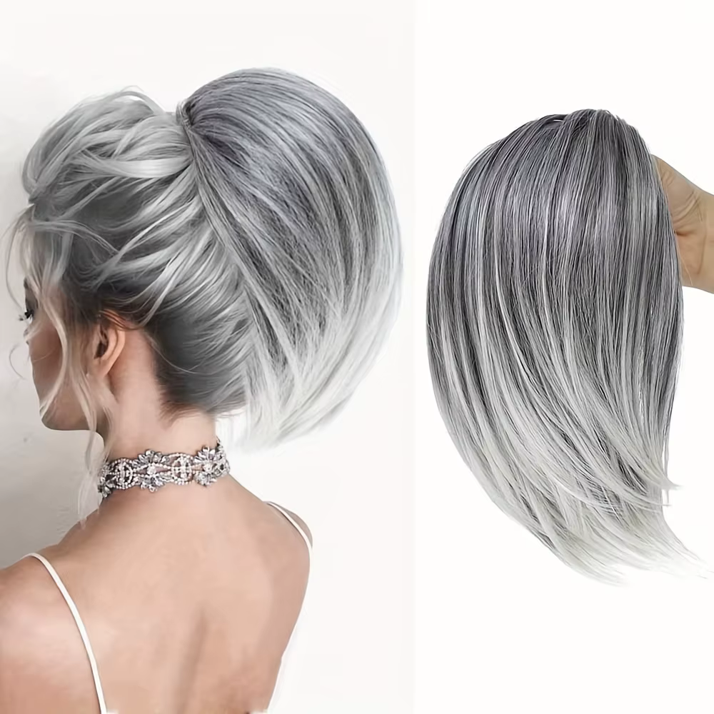 Postiche synthétique lisse et haute pour femme, extension queue de cheval, facile à porter, chignon 