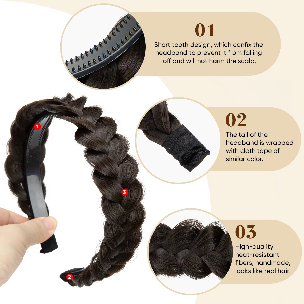 Bandeau tressé à la mode synthétique, bandeau pour cheveux, coiffure tressée, style bohème, accessoi