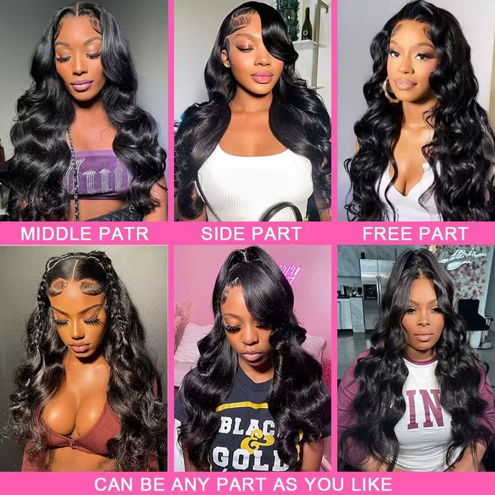 Perruque Lace Front Wig Body Wave naturelle sans colle, cheveux humains, pre-plucked MeltSkins, 6x4,