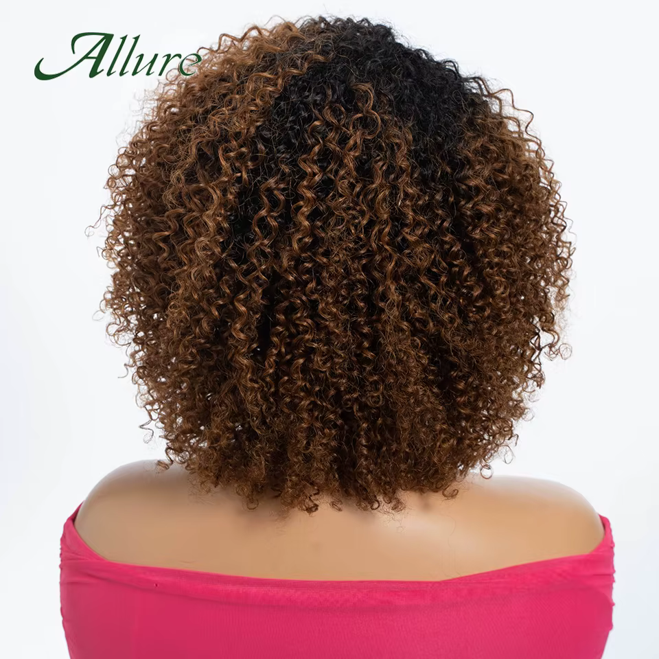 Perruques brésiliennes Jerry Curly en cheveux humains pour femmes, couleur brun foncé, cheveux court