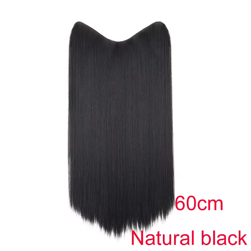 Extension de cheveux synthétique longue et droite de 24 pouces, une seule pièce, 4 clips, coiffure e