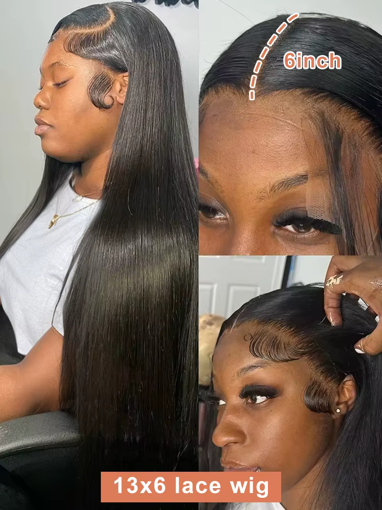 200 densité 40 42 pouces os droit 13x6 HD dentelle frontale perruques de cheveux humains brésilien T