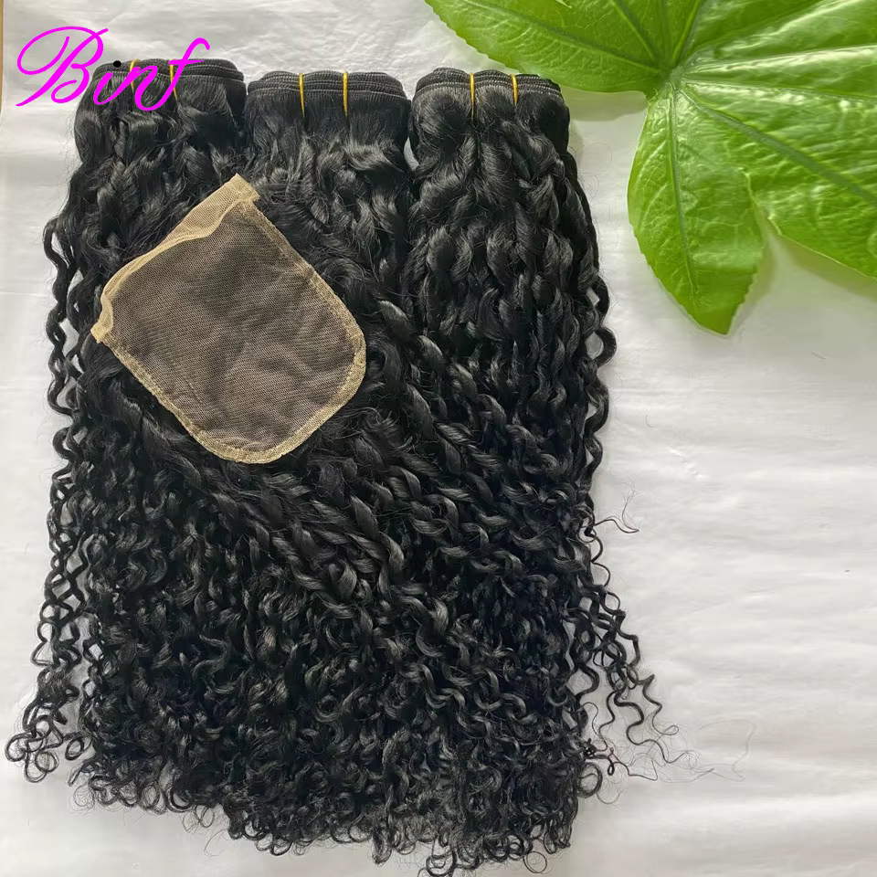 Lots de Cheveux Humains Bouclés Pixie Birmans en Gros avec Fermeture en Dentelle HD, Offre Spéciale 