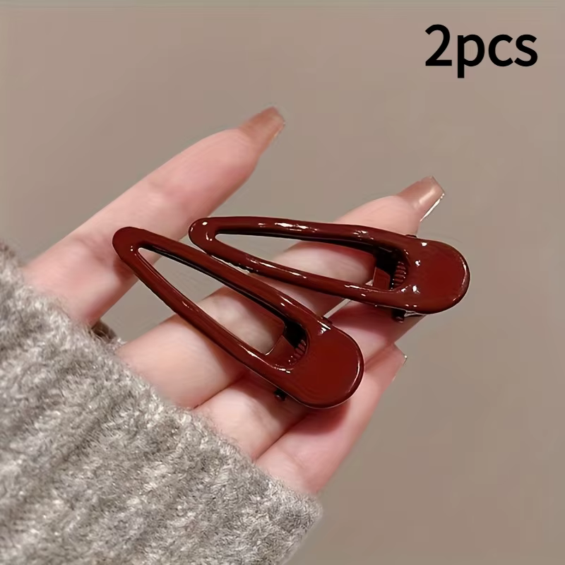 2 pinces à cheveux bordeaux, pinces BB antidérapantes, durables, rectangulaires, élégantes et minima