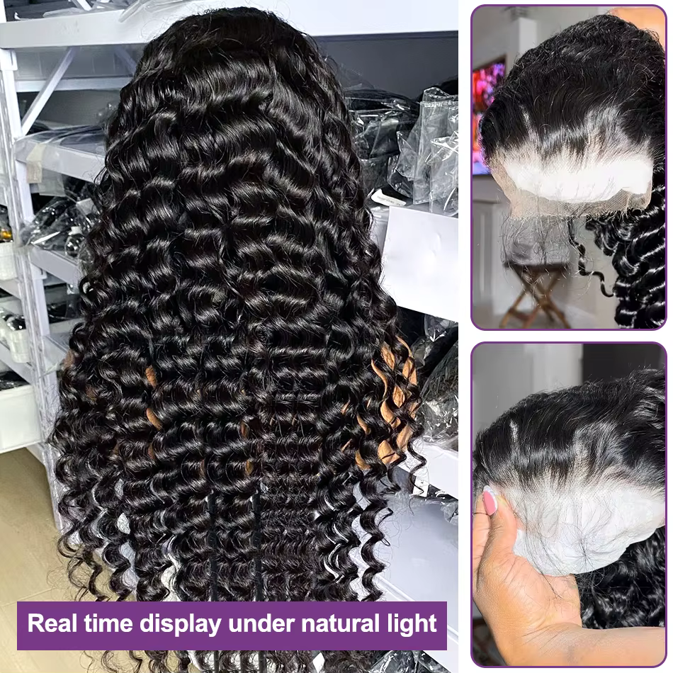 Perruques en cheveux humains 250% Loose Deep Wave 13x6 Lace Front, 30 40 pouces, style brésilien bou