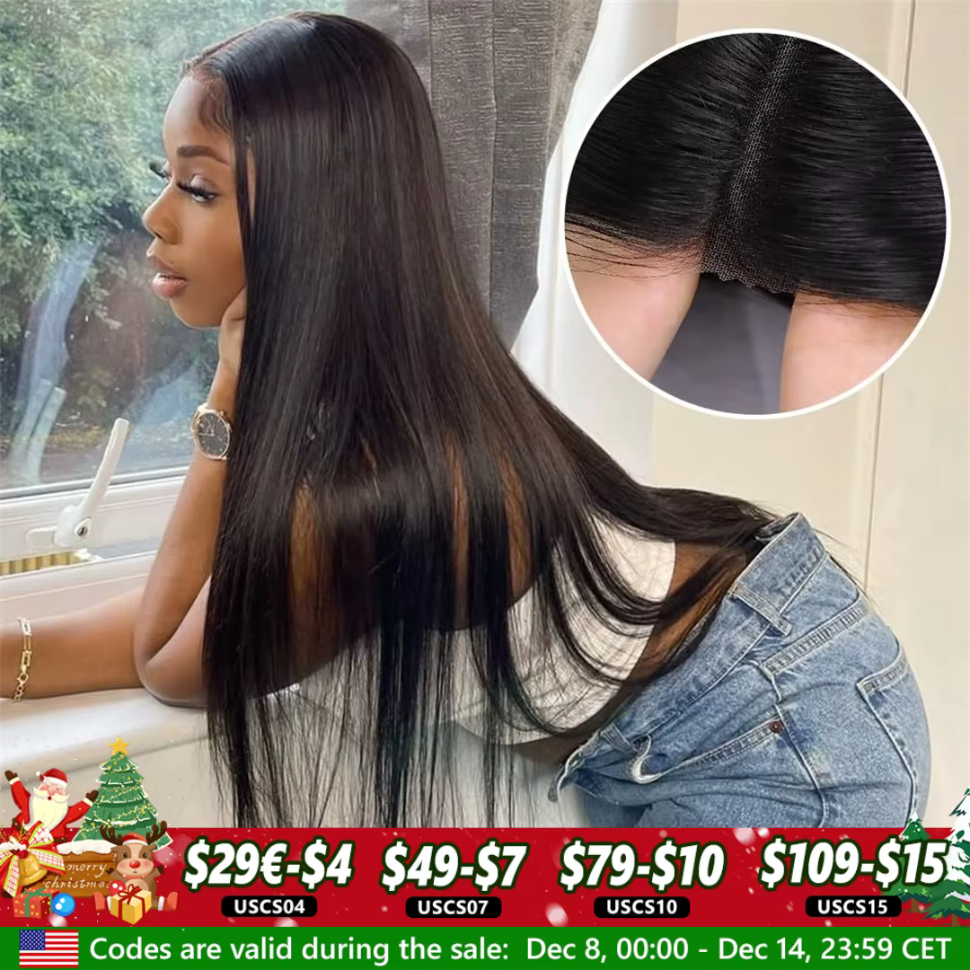 Perruque brésilienne sans colle, cheveux humains lisses, pré-coupés, sans colle, prêtes à porter, pr