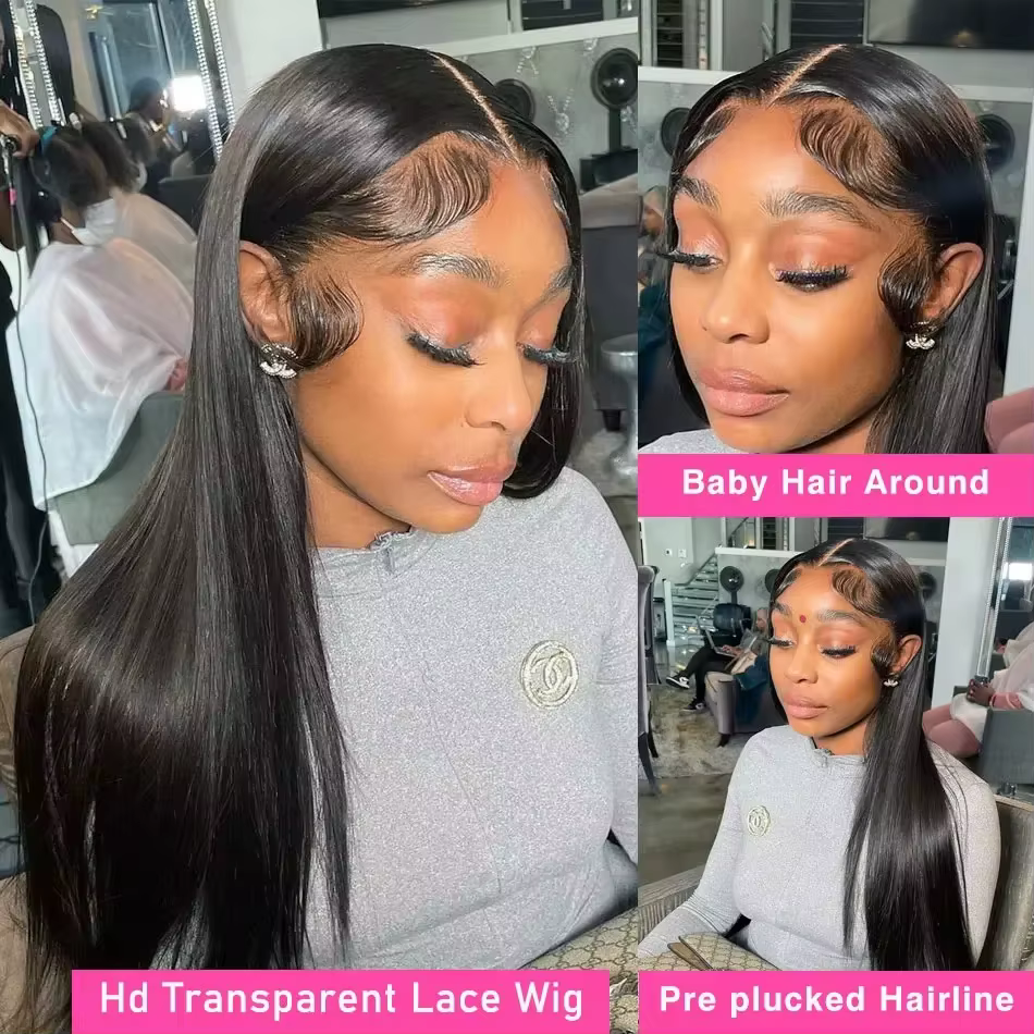 Perruques Lace Front HD transparentes ultra-lisses 13x4 et 13x6, 30 et 40 pouces, en cheveux humains