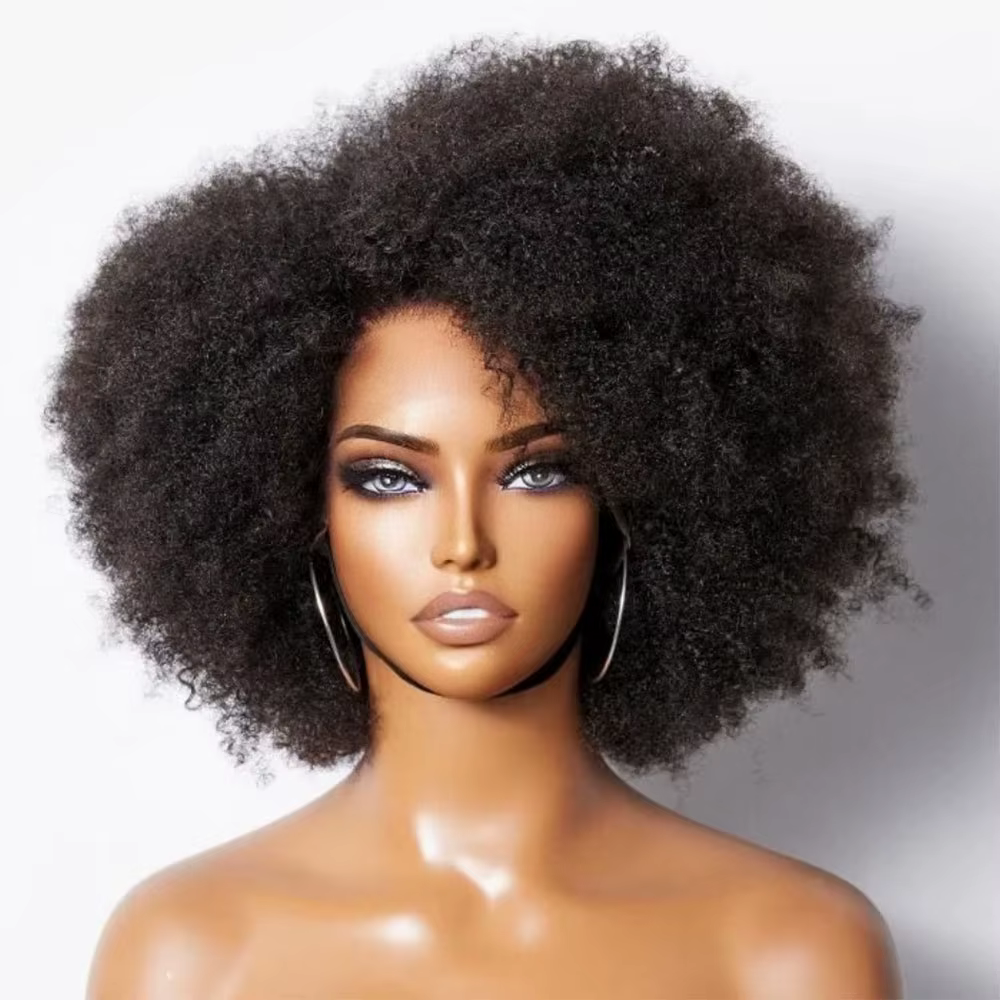 Perruques Afro à 250 % de densité pour femmes noires, perruque courte bouclée frisée avec dentelle f