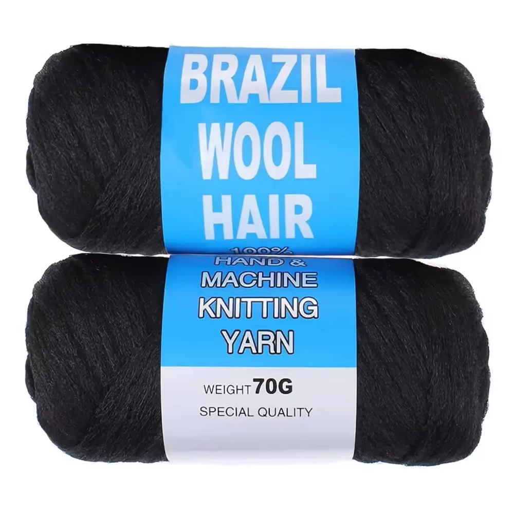Extensions capillaires synthétiques brésiliennes en laine au Crochet pour femmes, fil de cheveux afr